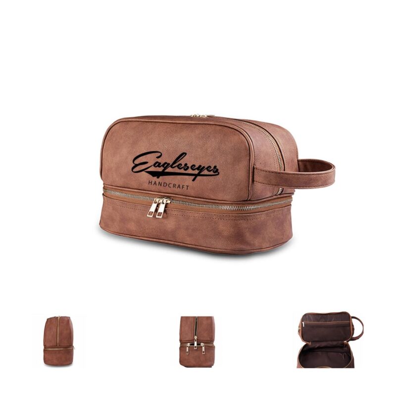 Custom Water Resistant Leather Toiletry Bag