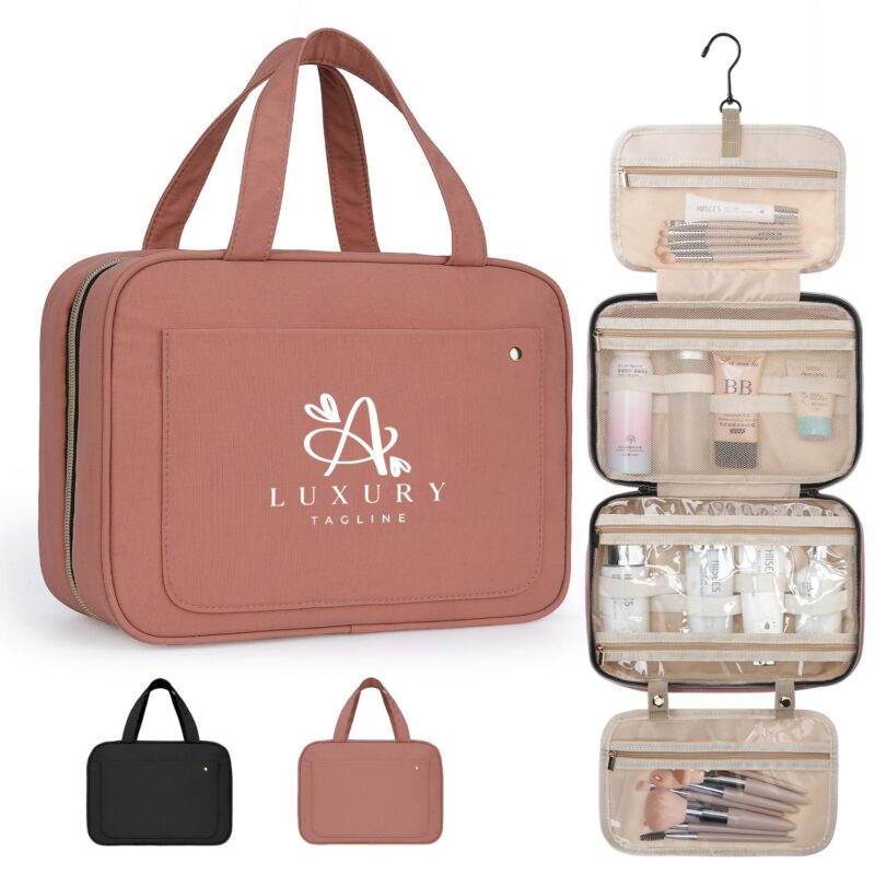 Custom Water-Resistant Nylon Hanging Toiletry Bag