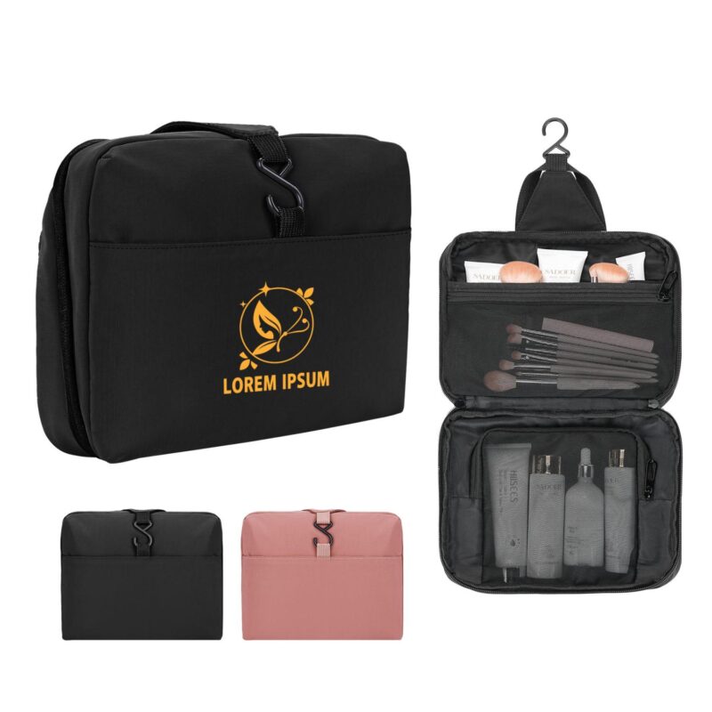Water-Resistant-Nylon-Hanging-Toiletry-Bag-333827 Custom Water-Resistant Nylon Hanging Toiletry Bag