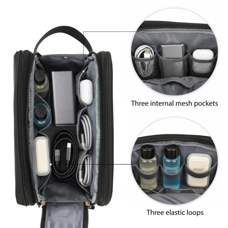 Custom Water-Resistant Nylon Toiletry Bag with Tech Organizer - 2