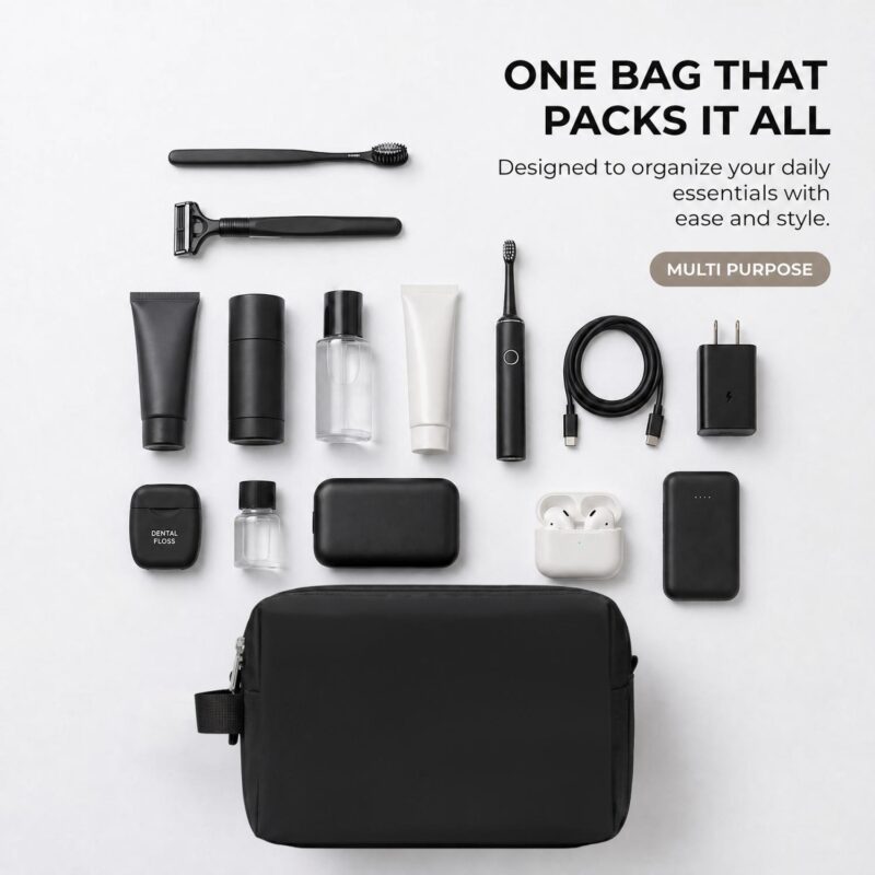 Custom Water-Resistant Nylon Toiletry Bag with Tech Organizer - 5