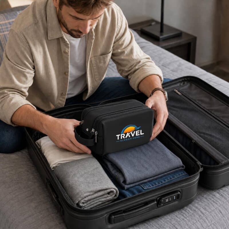 Custom Water-Resistant Nylon Toiletry Bag with Tech Organizer - 6