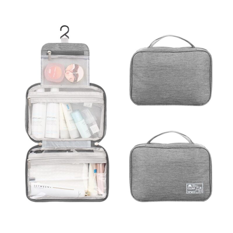 Custom Water Resistant Toiletry Bag Makeup Bag Cosmetic Bag Travel Organizer With Hook - 1