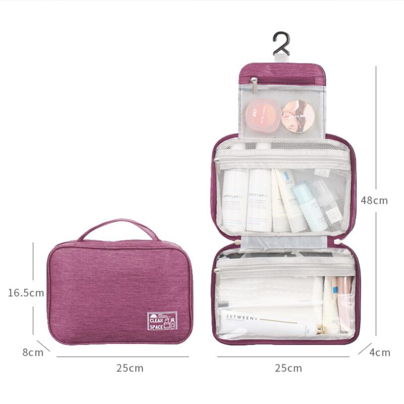 Custom Water Resistant Toiletry Bag Makeup Bag Cosmetic Bag Travel Organizer With Hook - 2