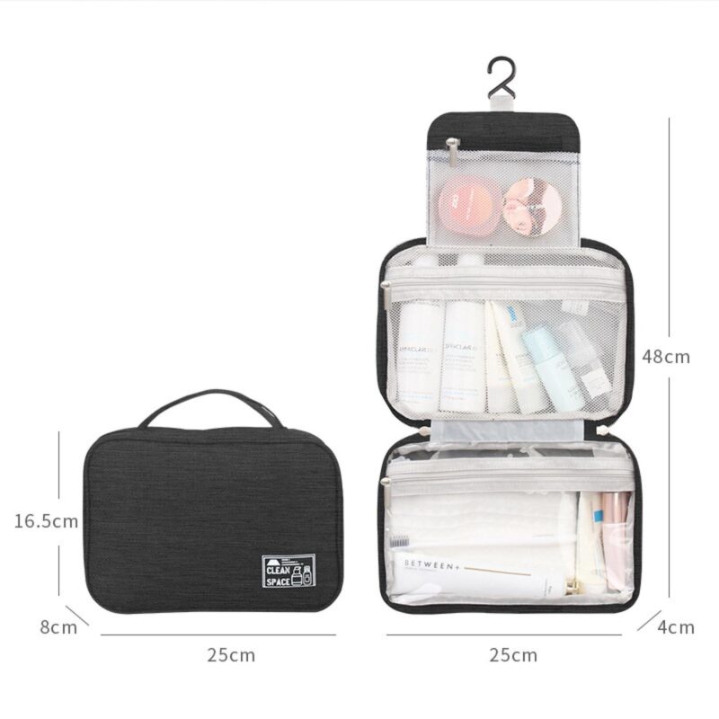 Custom Water Resistant Toiletry Bag Makeup Bag Cosmetic Bag Travel Organizer With Hook - 3
