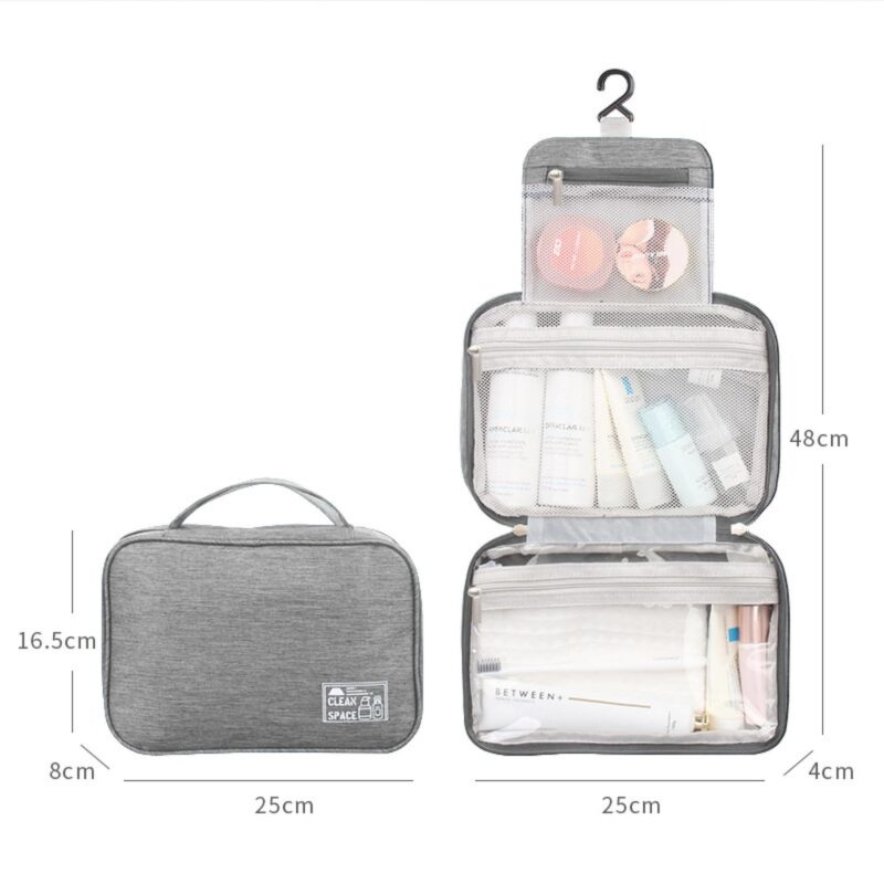 Custom Water Resistant Toiletry Bag Makeup Bag Cosmetic Bag Travel Organizer With Hook - 7