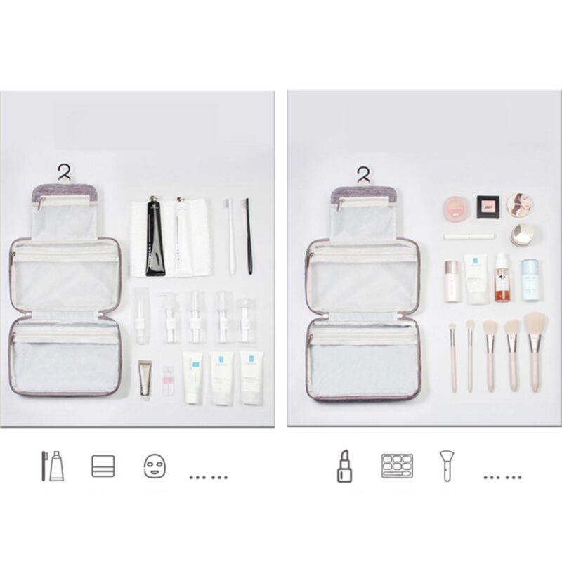 Custom Water Resistant Toiletry Bag Makeup Bag Cosmetic Bag Travel Organizer With Hook - 8