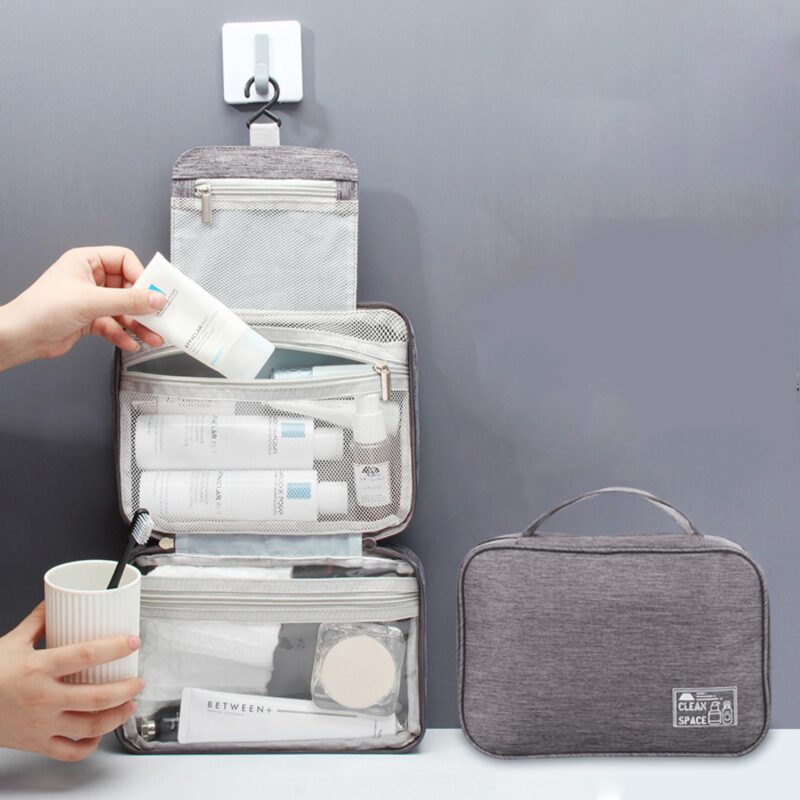 Custom Water Resistant Toiletry Bag Makeup Bag Cosmetic Bag Travel Organizer With Hook - 9