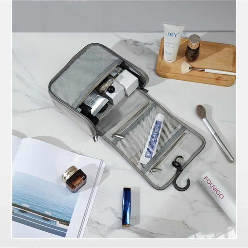 Custom Water Resistant Toiletry Kit Makeup Bag Cosmetic Bag Travel Organizer With Hanging Hook - 7
