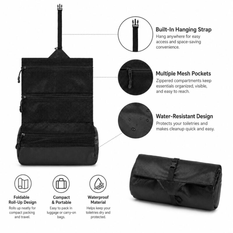 Custom Waterproof Foldable Travel Toiletry Bag - 4