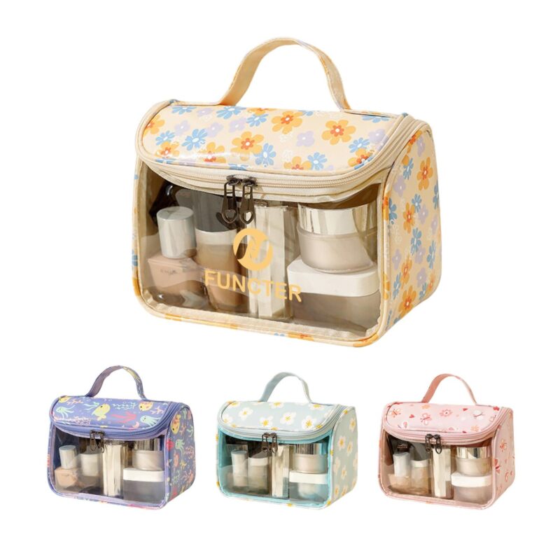 Custom Waterproof Large Cosmetic Bag Toiletry Bag W/Flip