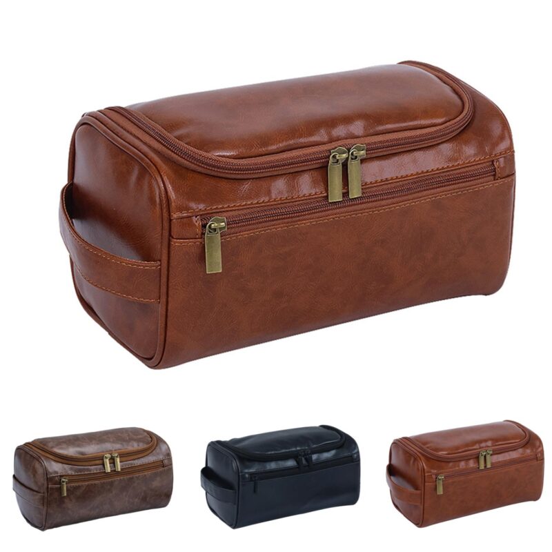 Custom Waterproof Leather Toiletry Bag - 1