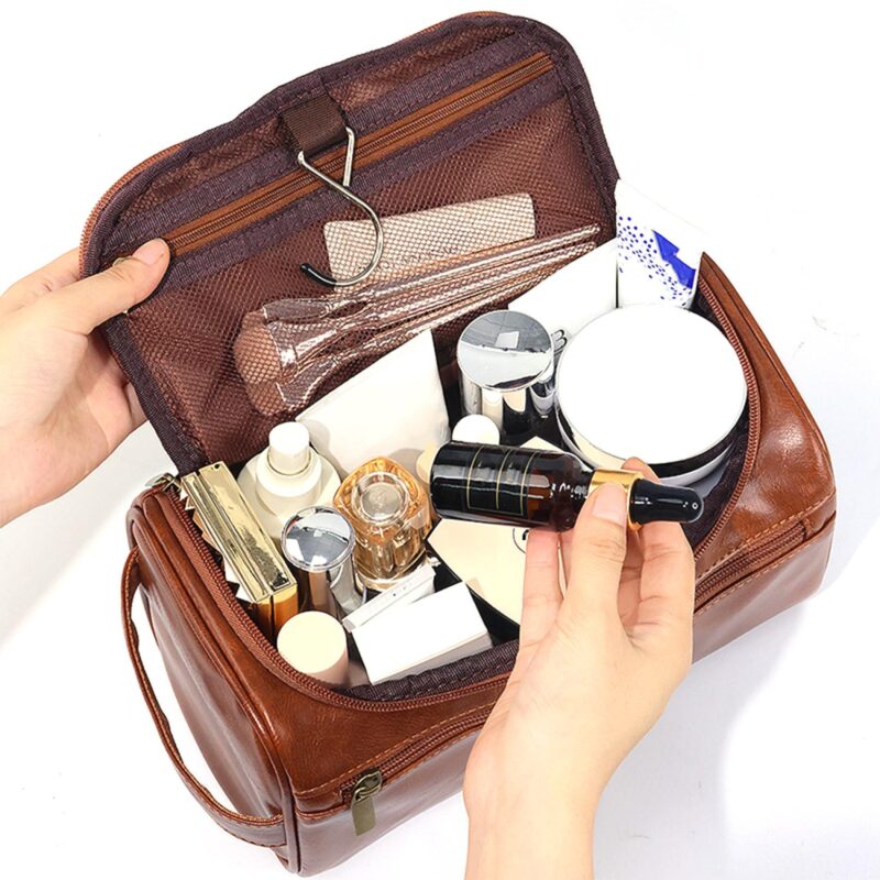 Custom Waterproof Leather Toiletry Bag - 5