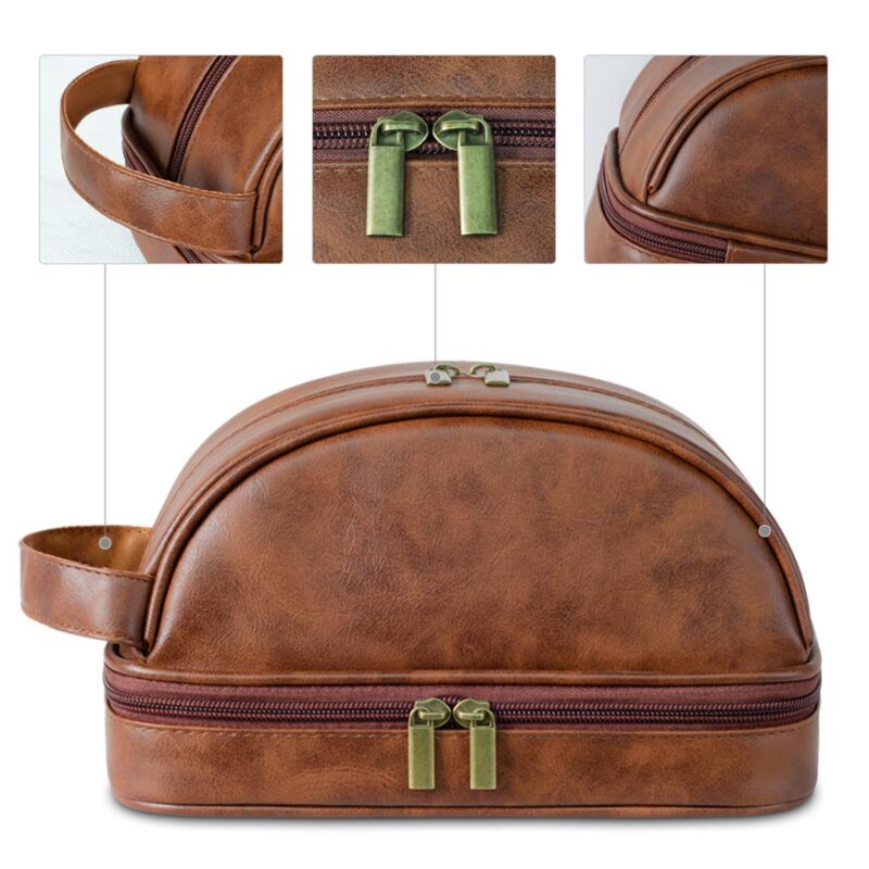 Custom Waterproof Leather Travel Toiletry Bag for Men - 6