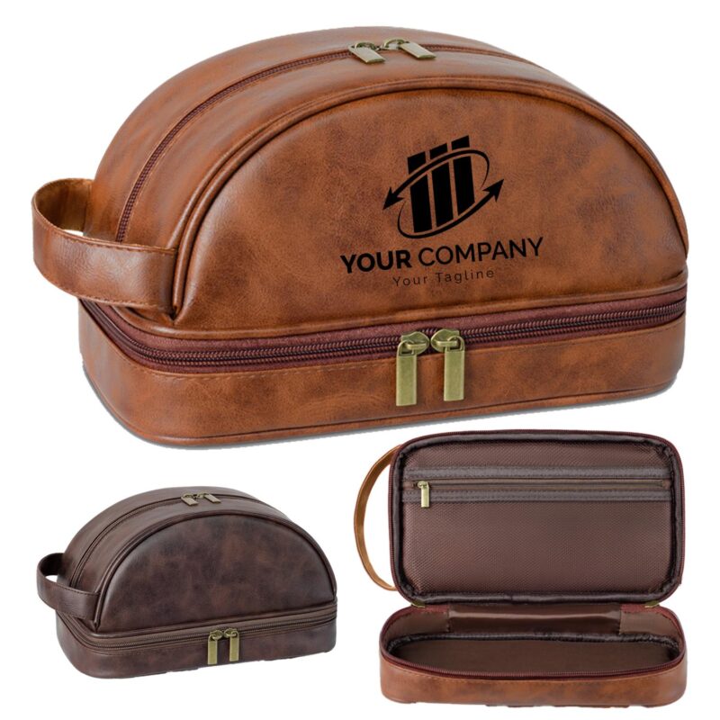 Custom Waterproof Leather Travel Toiletry Bag for Men
