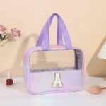 Custom Waterproof Letter A Cosmetic Bag Toiletry Bag W/Webbing Handle - 2