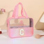 Custom Waterproof Letter C Cosmetic Bag Toiletry Bag W/Webbing Handle
