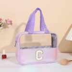 Custom Waterproof Letter C Cosmetic Bag Toiletry Bag W/Webbing Handle - 2