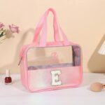 Custom Waterproof Letter E Cosmetic Bag Toiletry Bag W/Webbing Handle