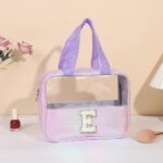 Custom Waterproof Letter E Cosmetic Bag Toiletry Bag W/Webbing Handle - 2