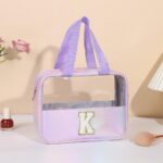 Custom Waterproof Letter K Cosmetic Bag Toiletry Bag W/Webbing Handle - 2