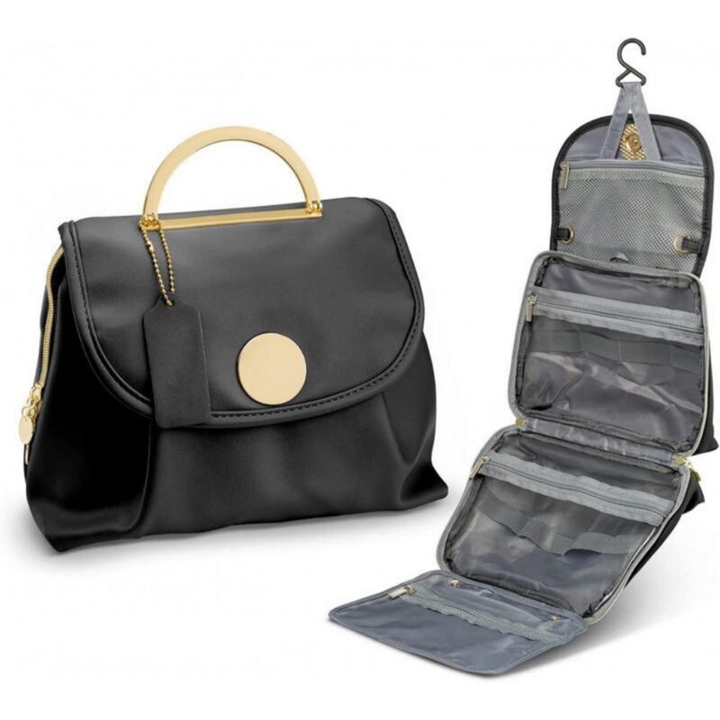 Custom Waterproof PU Toiletry Bag with Hanging Hook - 3
