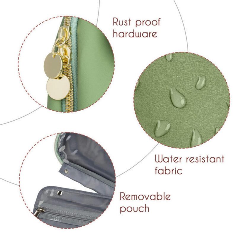 Custom Waterproof PU Toiletry Bag with Hanging Hook - 9