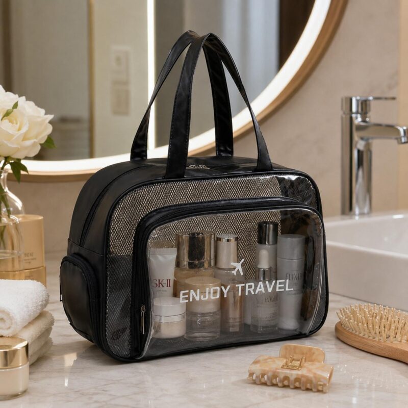 Custom Waterproof PVC Clear Toiletry Bag With Shoe Compartment - 7
