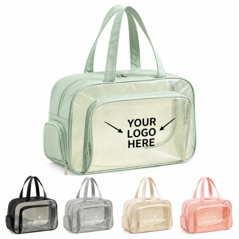 Custom Waterproof PVC Clear Toiletry Bag With Shoe Compartment