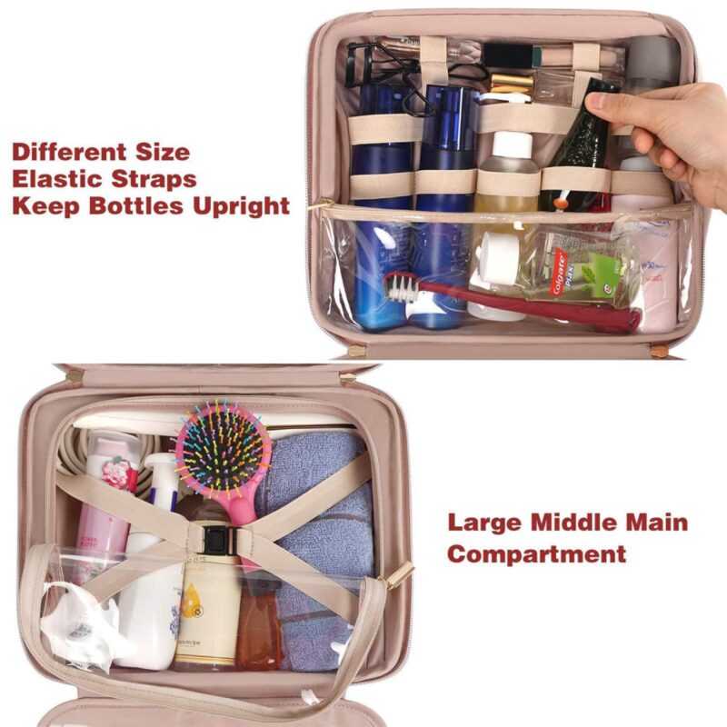 Custom Waterproof Travel Toiletry Bag w/Jewelry Organizer for Women - 4