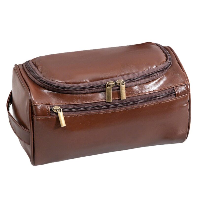 Custom Waterproof Zipper PU Leather Travel Toiletry Bag - 1